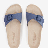 Women's flat sandal with buckle in blue