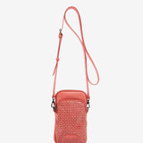 Bolso para el móvil en piel troquelada coral