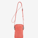 Bolso para el móvil en piel troquelada coral