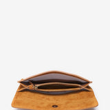 Bandolera mini de ante en cognac
