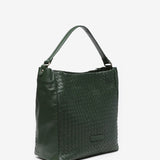 Bolso hobo de piel trenzada en verde