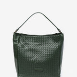 Bolso hobo de piel trenzada en verde