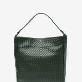Bolso hobo de piel trenzada en verde