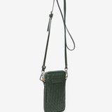Green braided leather mobile phone bag