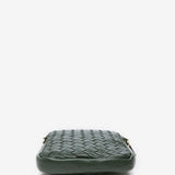 Green braided leather mobile phone bag