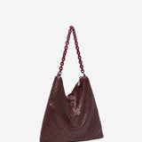 Bolso hobo de fiesta en malla metálica en burdeos