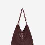 Bolso hobo de fiesta en malla metálica en burdeos