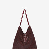 Bolso hobo de fiesta en malla metálica en burdeos
