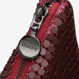 Bolso hobo de fiesta en malla metálica en burdeos