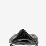 Metallic mesh party hobo bag in silver