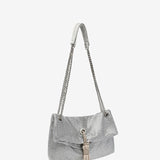 Bolso de fiesta de malla metálica en plata