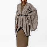 Poncho con stampa lineare nera