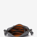 Bandolera mini de piel en plateado