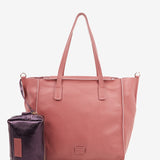 Bolso shopper grande en piel rosa