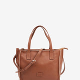 Bolso shopper pequeño en piel cognac