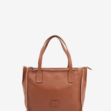 Bolso shopper pequeño en piel cognac