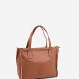 Bolso shopper pequeño en piel cognac