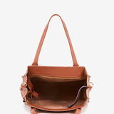 Bolso shopper pequeño en piel cognac
