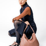 Bolso hobo de piel en rosa