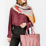 Bolso shopper grande en piel rosa