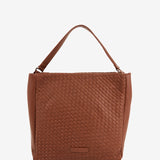 Bolso hobo de piel trenzada en cognac
