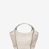 Bolso shopper pequeño de piel en beige