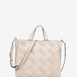 Shopper de piel trenzada en beige