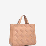 Shopper de piel trenzada en rosa