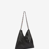 Bolso de hombro de malla metálica en negro