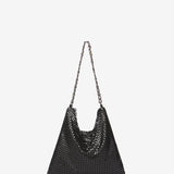Bolso de hombro de malla metálica en negro