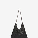 Bolso de hombro de malla metálica en negro