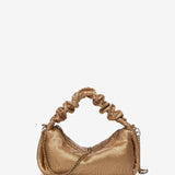 Bolso de mano de malla metálica en dorado