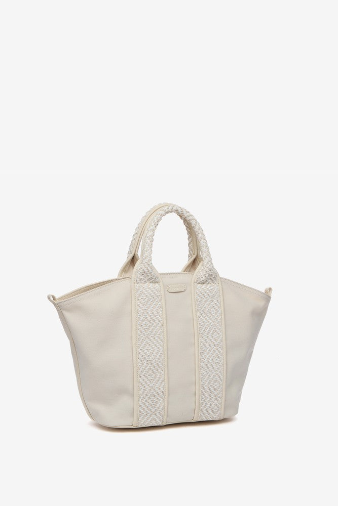 Bolso shopper pequeño en materiales reciclados en beige ABBACINO