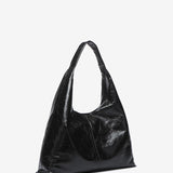 Bolso de hombro en piel metalizada negra