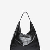 Bolso de hombro en piel metalizada negra
