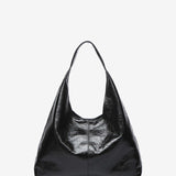 Bolso de hombro en piel metalizada negra
