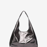 Bolso de hombro en piel metalizada plata