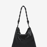 Bolso de hombro en malla metálica negra