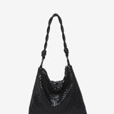 Bolso de hombro en malla metálica negra