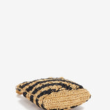 Borsa a mano intrecciata a righe nere e beige