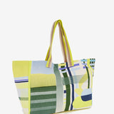 Borsa da spiaggia con stampa geometrica in verde