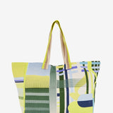 Borsa da spiaggia con stampa geometrica in verde