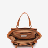 Bolso de mano en materiales reciclados cognac