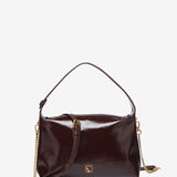 Bolso de hombro en charol burdeos
