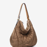 Bolso-mochila acolchado en materiales reciclados camel