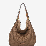 Bolso-mochila acolchado en materiales reciclados camel