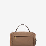Gepolsterte Umhängetasche aus recycelten Materialien in Camel.