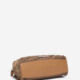 Gepolsterte Umhängetasche aus recycelten Materialien in Camel.
