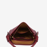 Bolso de hombro en piel burdeos