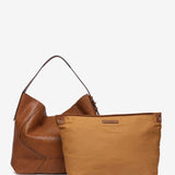 Bolso de hombro en piel cognac